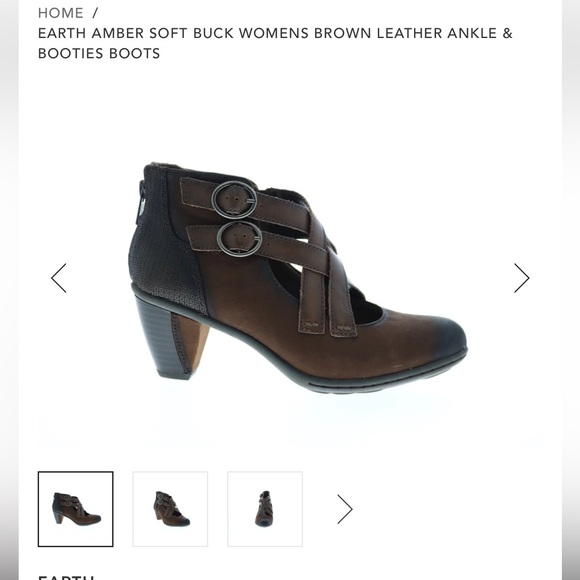 Earth Amber Soft Buck Womens Brown Leather Ankle bootie size 5 - Picture 10 of 10
